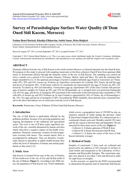 Survey of Parasitologique Surface Water Quality (R'dom Oued Sidi Kacem, Morocco)