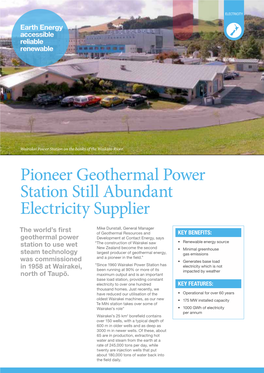 Pioneer Geothermal Power Station Still Abundant Electricity Supplier