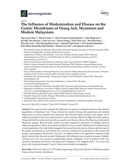 The Influence of Modernization and Disease on the Gastric Microbiome of Orang Asli, Myanmars and Modern Malaysians