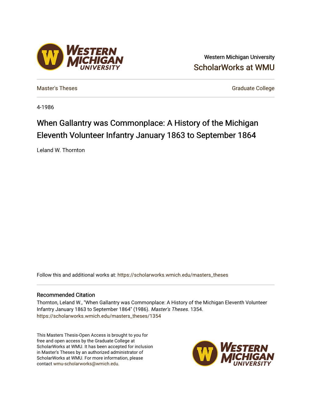 A History of the Michigan Eleventh Volunteer Infantry January 1863 to September 1864