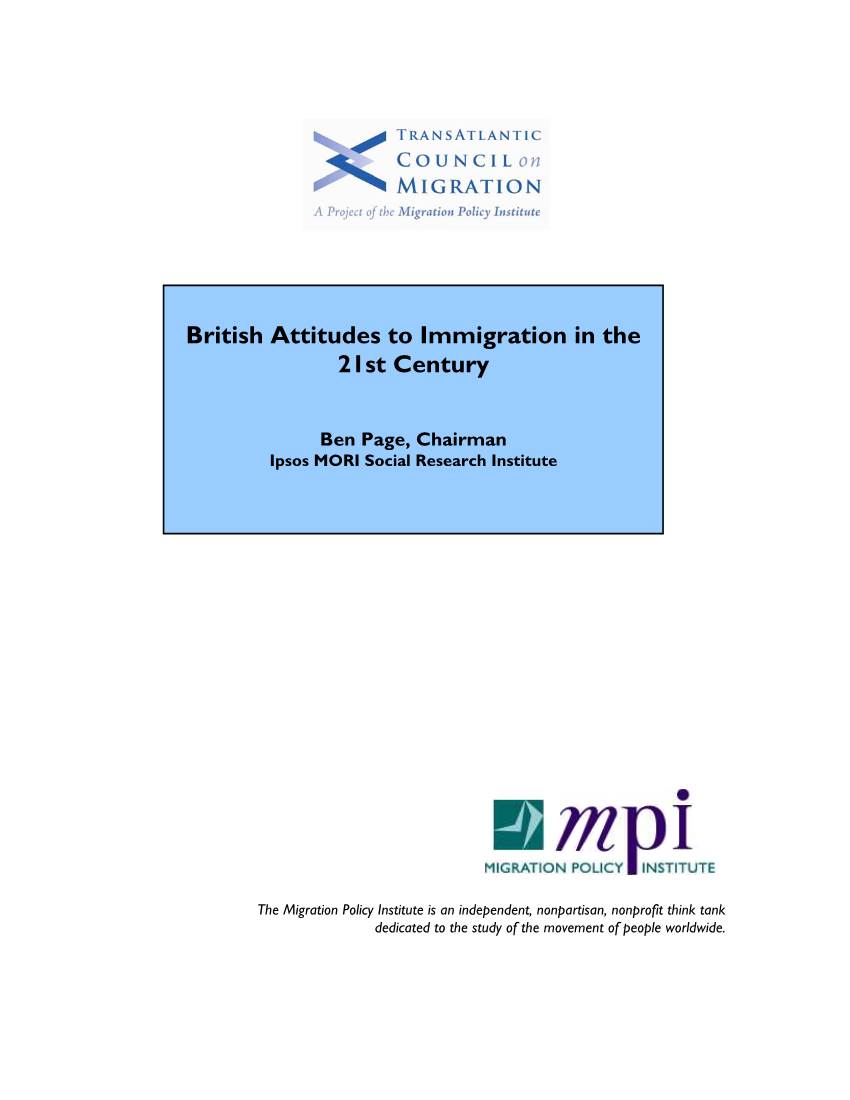 British Attitudes to Immigration in the 21St Century