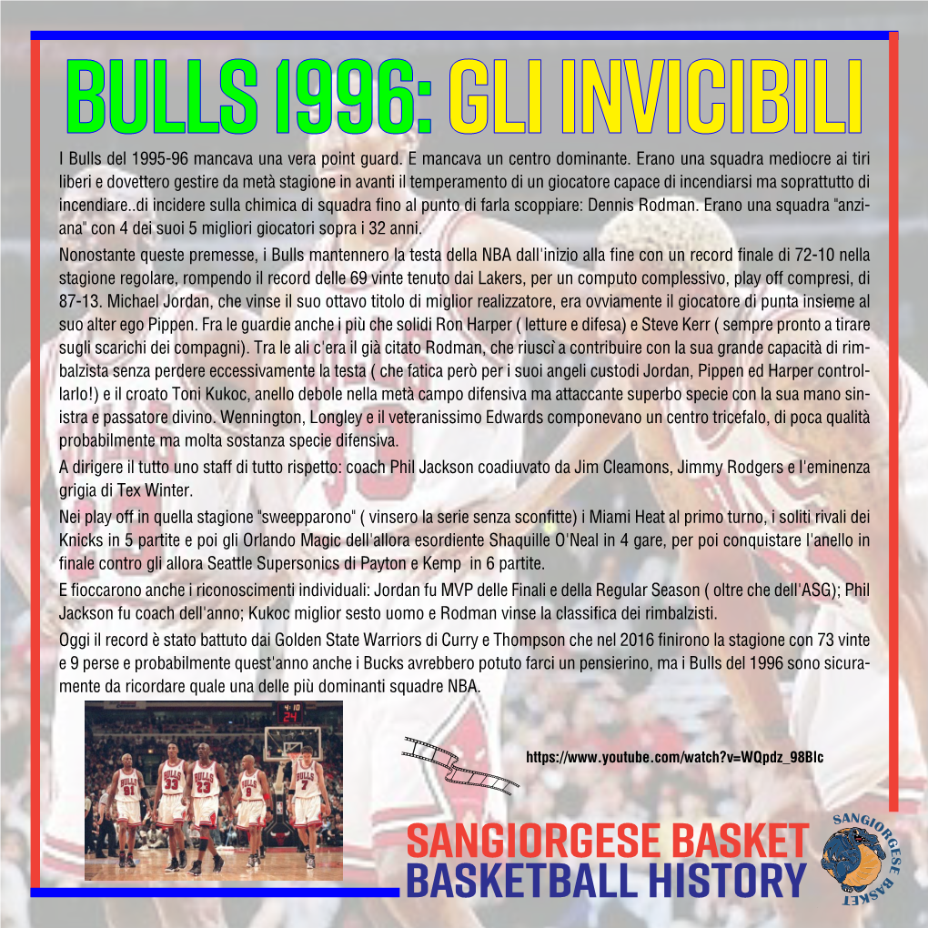 Bulls 1996: Gli Invicibili I Bulls Del 1995-96 Mancava Una Vera Point Guard