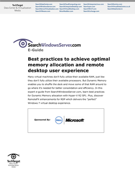 Best Practices to Achieve Optimal Memory Allocation and Remote Desktop User Experience