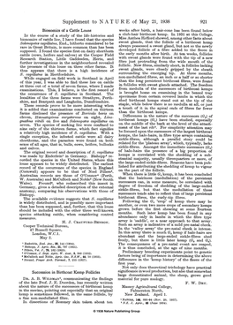Supplement to NATURE of May 21, 1938 921