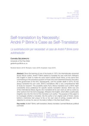 André P Brink's Case As Self-Translator = La