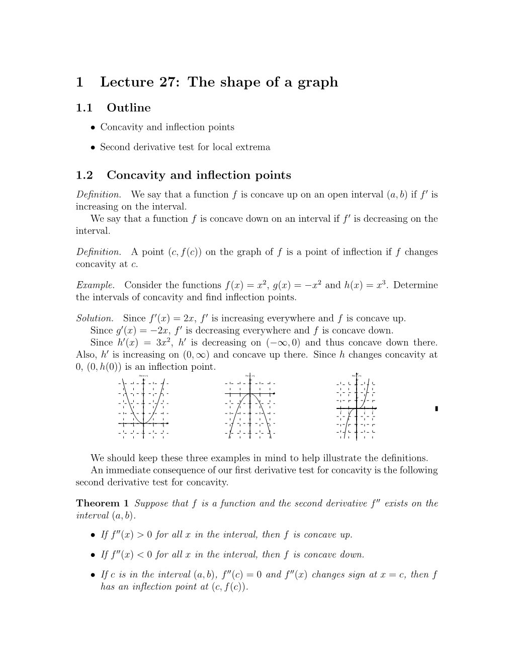 1 Lecture 27: the Shape of a Graph