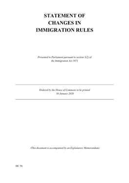 Statement of Changes in Immigration Rules