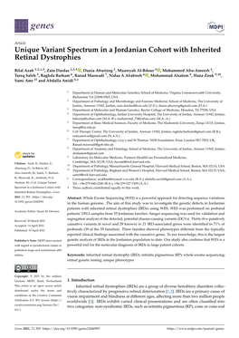 Unique Variant Spectrum in a Jordanian Cohort with Inherited Retinal Dystrophies