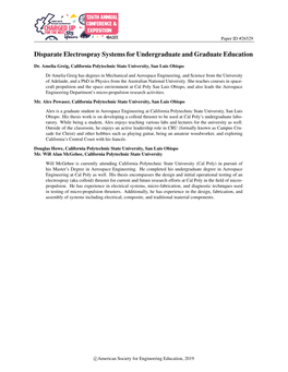 Disparate Electrospray Systems for Undergraduate and Graduate Education