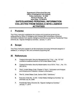 Safeguarding Personal Information Collected from Signals Intelligence Activities