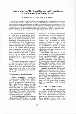 Epidemiology of Declinio Disease in Citrus Groves in the State of S&O