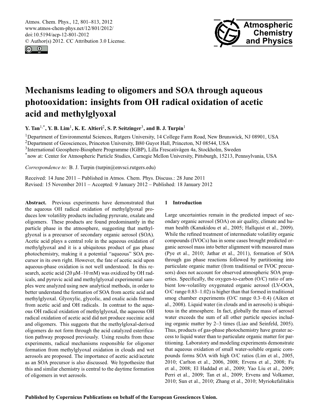 Insights from OH Radical Oxidation of Acetic Acid and Methylglyoxal