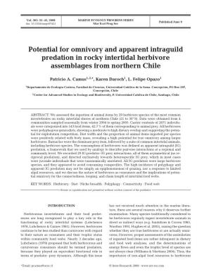 Potential for Omnivory and Apparent Intraguild Predation in Rocky Intertidal Herbivore Assemblages from Northern Chile