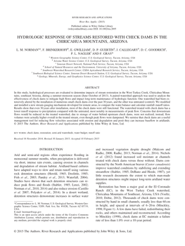 Hydrologic Response of Streams Restored with Check Dams in the Chiricahua Mountains, Arizona