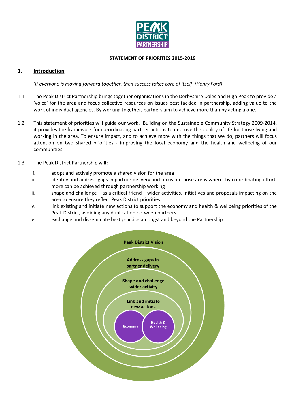 The Peak District Partnership Statement of Priorities 2015-2019