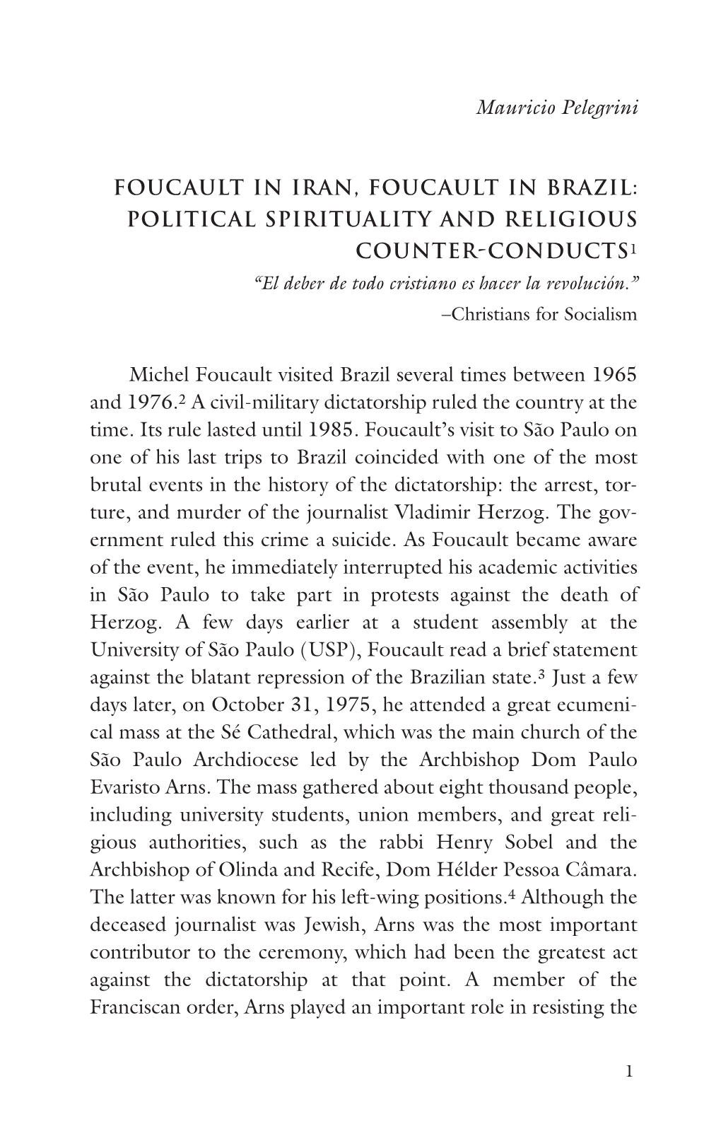 Mauricio Pelegrini FOUCAULT in IRAN, FOUCAULT in BRAZIL