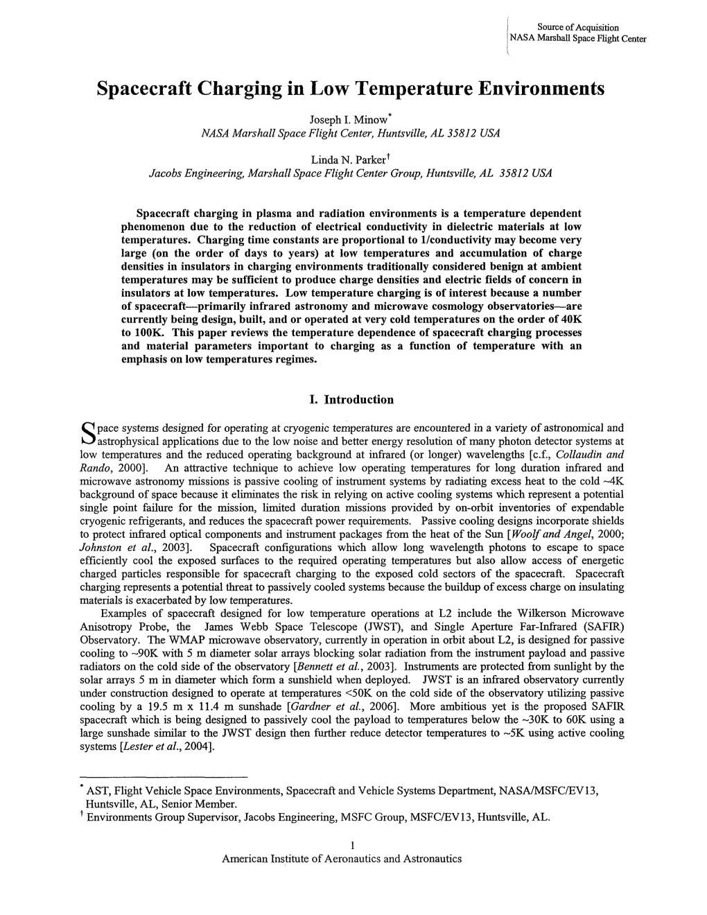 Spacecraft Charging in Low Temperature Environments