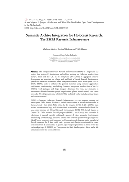 Semantic Archive Integration for Holocaust Research. the EHRI Research Infrastructure