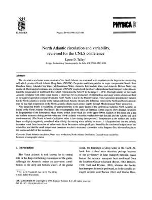 North Atlantic Circulation and Variability, Reviewed for the CNLS Conference