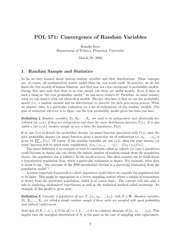 POL571 Lecture Notes: Convergence of Random Variables