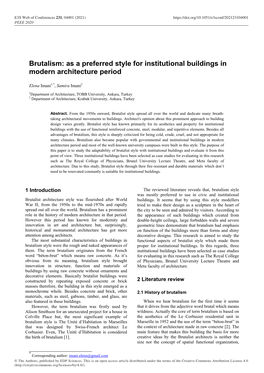 Brutalism: As a Preferred Style for Institutional Buildings in Modern Architecture Period
