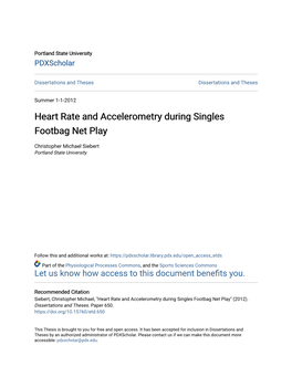 Heart Rate and Accelerometry During Singles Footbag Net Play