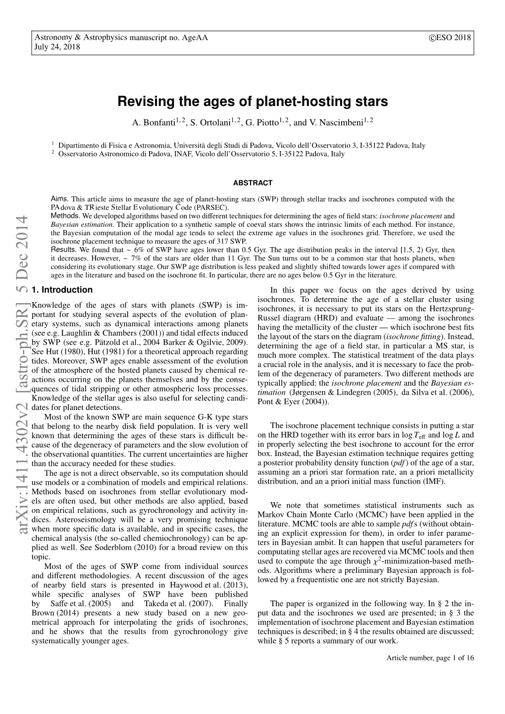 Arxiv:1411.4302V2 [Astro-Ph.SR] 5 Dec 2014