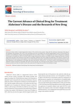 The Current Advance of Clinical Drug for Treatment Alzheimer's Disease