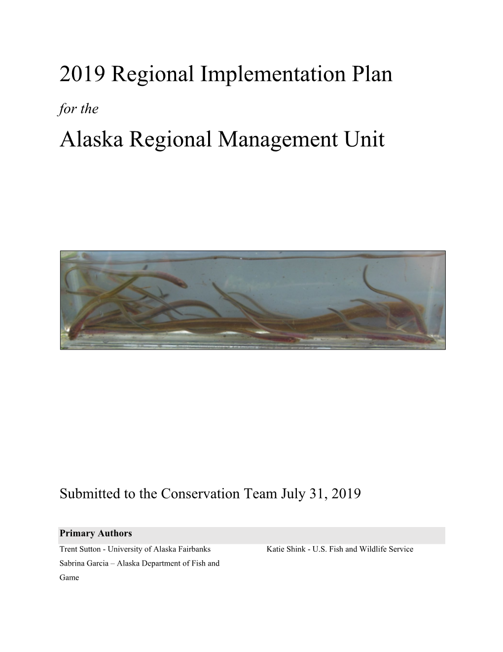 2019 Regional Implementation Plan Alaska Regional Management Unit