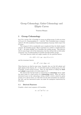 Group Cohomology, Galois Cohomology and Elliptic Curves