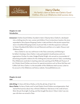 Harry Clarke His Family’S Claim to Fame Was Clarke’S Good Clothes—This Is an Oklahoma Retail Success Story