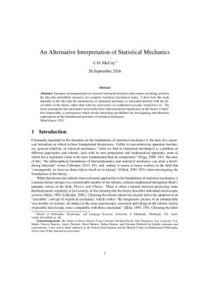 An Alternative Interpretation of Statistical Mechanics