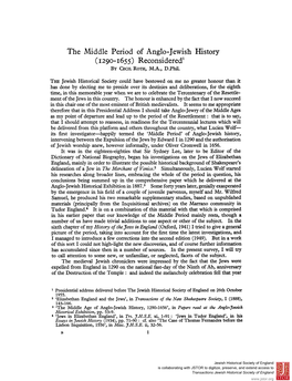 The Middle Period of Anglo-Jewish History