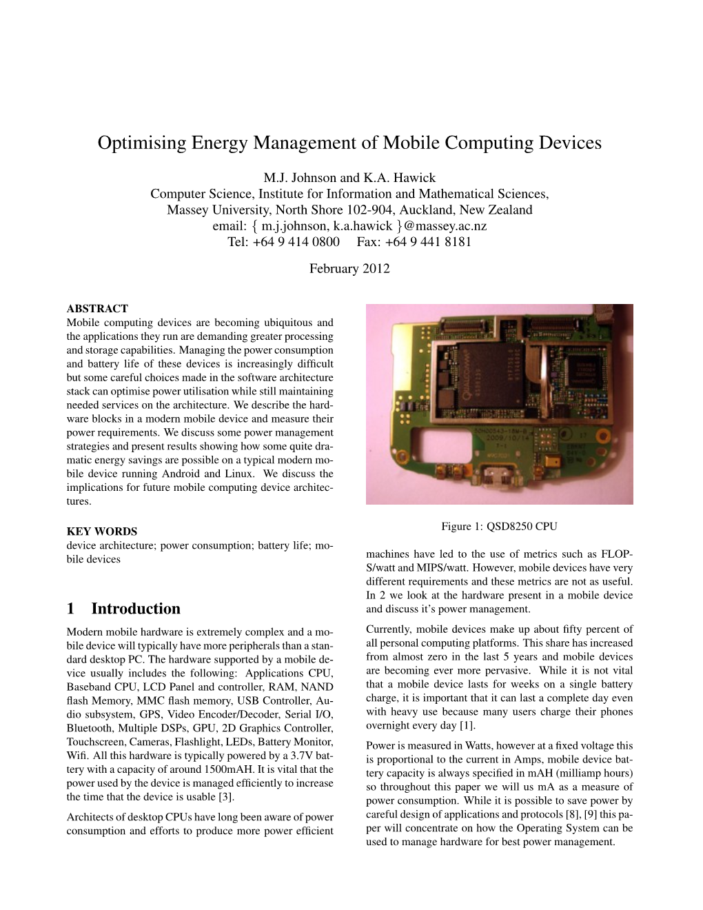 Optimising Energy Management of Mobile Computing Devices