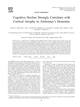 Cognitive Decline Strongly Correlates with Cortical Atrophy in Alzheimer's