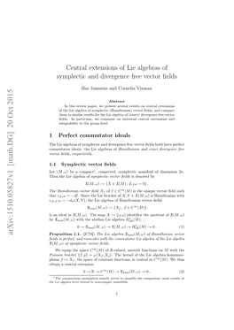 Central Extensions of Lie Algebras of Symplectic and Divergence Free