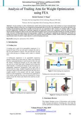 Analysis of Trailing Arm for Weight Optimization Using FEA