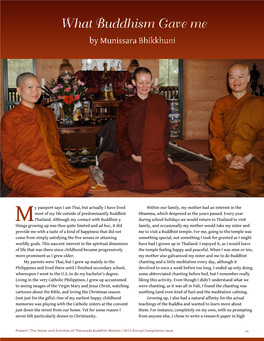 What Buddhism Gave Me by Munissara Bhikkhuni