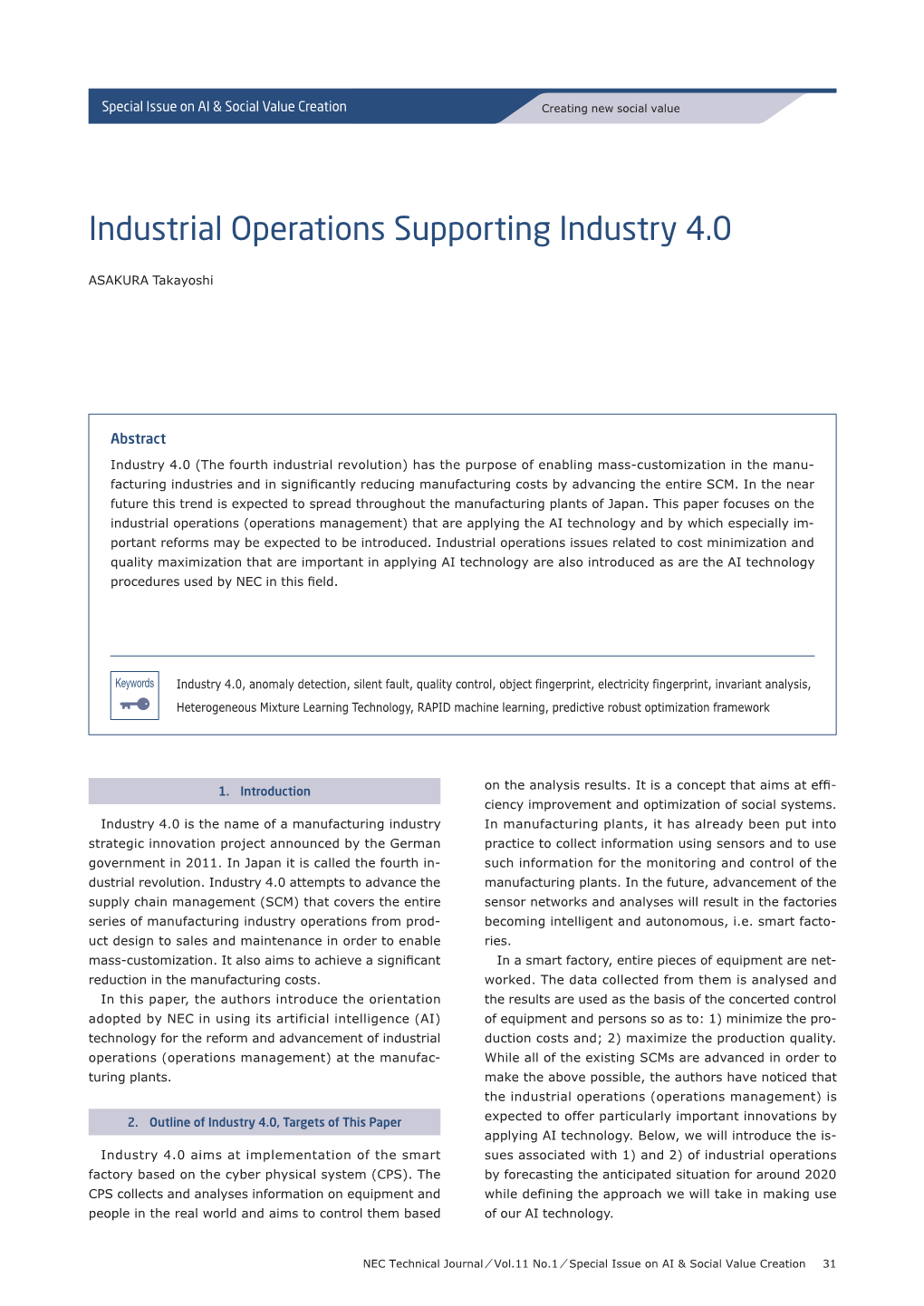 Industrial Operations Supporting Industry 4.0