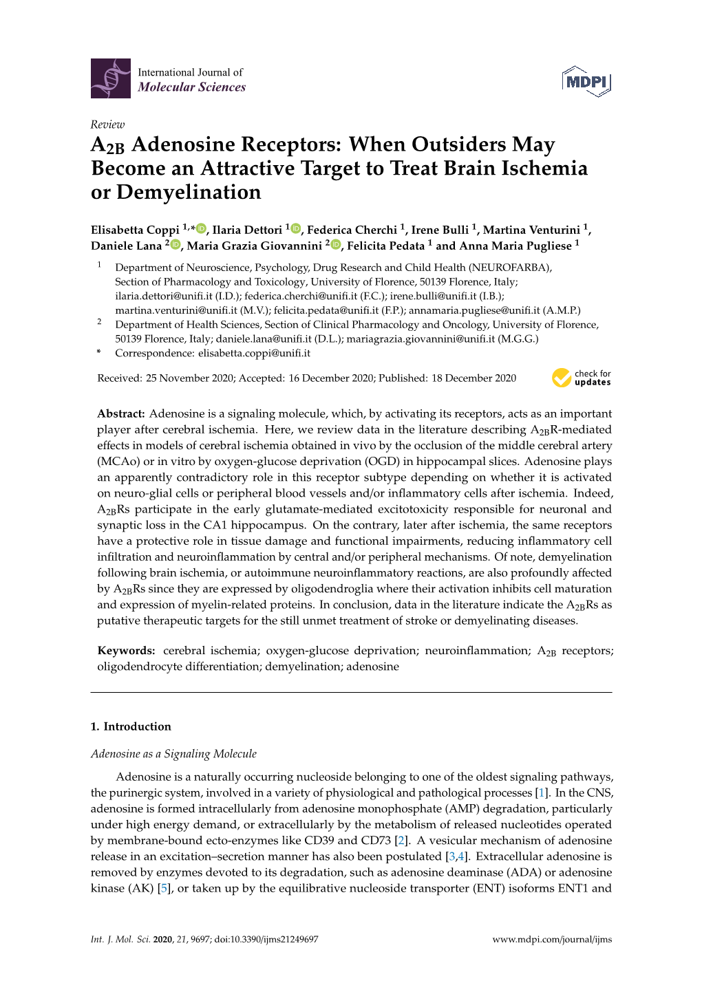 A2B Adenosine Receptors: When Outsiders May Become an Attractive Target to Treat Brain Ischemia Or Demyelination