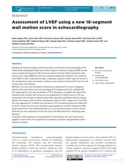 Assessment of LVEF Using a New 16-Segment Wall Motion Score in Echocardiography