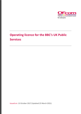 Operating Licence for the BBC's UK Public Services