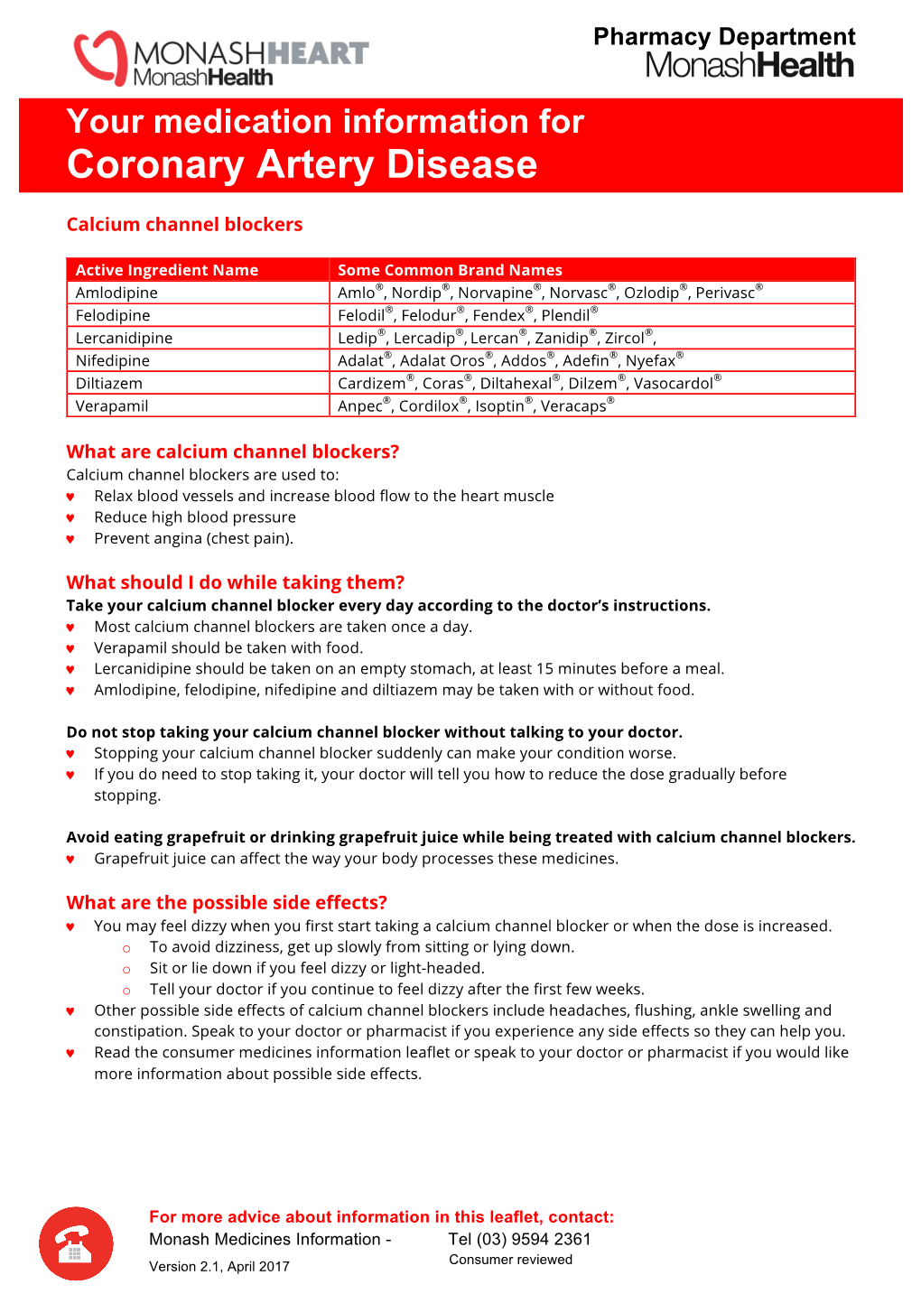 Your Medication Information for Coronary Artery Disease