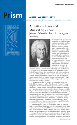 Ambitious Plans and Musical Splendor: Johann Sebastian Bach in the 1730S