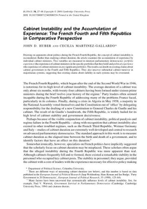 Cabinet Instability and the Accumulation of Experience: the French Fourth and Fifth Republics in Comparative Perspective