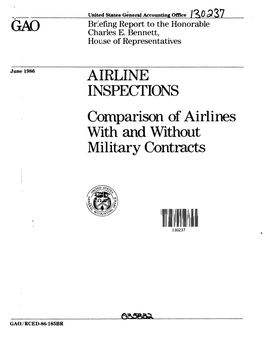 RCED-86-185BR Airline Inspections: Comparison of Airlines with and Without Military Contracts