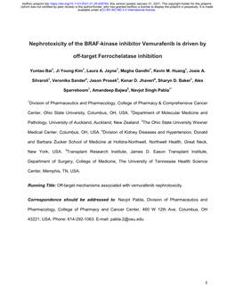Nephrotoxicity of the BRAF-Kinase Inhibitor Vemurafenib Is Driven By