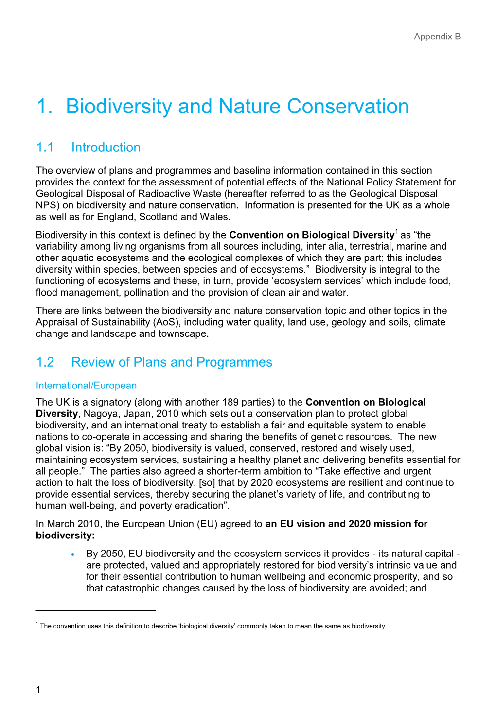 1. Biodiversity and Nature Conservation