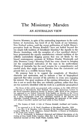The Missionary Marsden an AUSTRALIAN VIEW