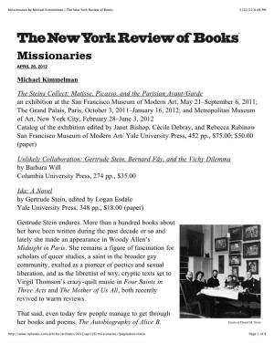Missionaries by Michael Kimmelman | the New York Review of Books 5/21/12 8:48 PM